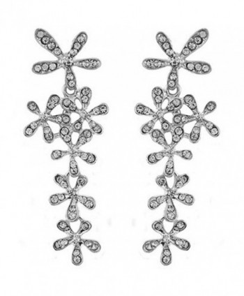 JOYJULY Flower Cryatal Earring Rhinestoone Crystal Dangle Earrings for Women Gold-Silver - Silver - CP184Q372XE