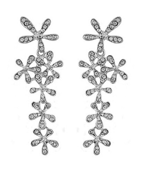 JOYJULY Flower Cryatal Earring Rhinestoone Crystal Dangle Earrings for Women Gold-Silver - Silver - CP184Q372XE