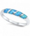 New Style Lab Created Blue Opal Band .925 Sterling Silver Ring Sizes 5-10 SRO17434 - CR11MBK6AKR
