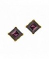 .80 cttw Square 4MM Red Rhodalite Garnet 10K Yellow Gold Stud Earrings - C412EKLFP8D