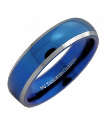 MJ 6mm Blue Plated Inside and Outside Tungsten Carbide Wedding Band Ring - C612N7ZKZZD