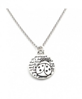 Kevin N Anna Ladybug (Presence quote) Sterling Silver Small Pendant Necklace- 18" - CC126XZVOCF