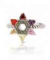 JanKuo Jewelry Rhodium Plated Multicolor Cubic Zirconia Jewish Star of David Twisted Rope Ring - CP11AZJ0TNP