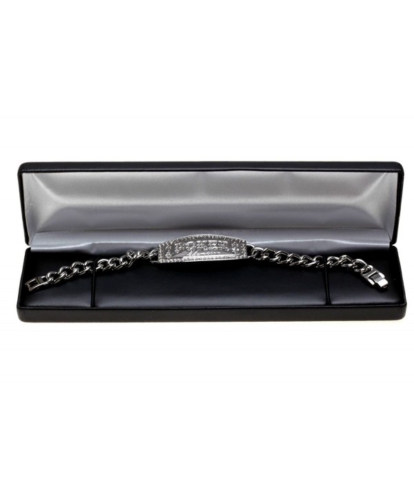 SILVER POKER CHAMPION BRACELET Swarovski Crystal Stones 8" long - CN1293GG8RH