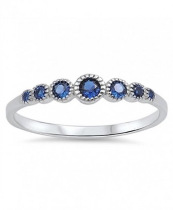 CHOOSE YOUR COLOR Sterling Silver Round Ring - Blue Simulated Sapphire - CH123V1CMYD