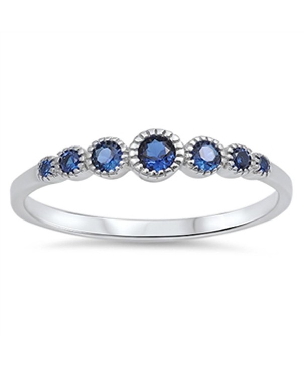 CHOOSE YOUR COLOR Sterling Silver Round Ring - Blue Simulated Sapphire - CH123V1CMYD