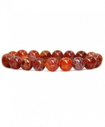 Natural Genuine Semi Precious Gemstones Bracelet - Red Crab Fire Agate - CW183LRISX5