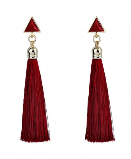 Misaky Women's Bohemian Ethnic Hanging Rope Tassel Earring - Red - CK184ACLI7G
