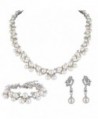 EVER FAITH Austrian Crystal CZ Simulated Pearl Victorian Style Necklace Earrings Bracelet Set Clear - C7124BEAO1B