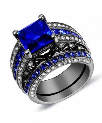 Halo Sapphire Round-Cut Women's Ring Se Fashion Jewelry Gift - CX120SRCKCR