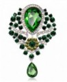 YiYi Operation Teardrop Flower Austrian Crystal Bouquet Brooch Pendant Pins Bridal Jewerly - Green - CP17YCDZI0I