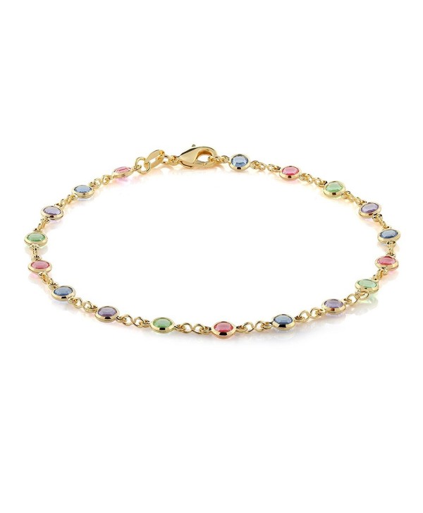 10 Inch Multi-Color Crystal & Gold Plated Brass Anklet Bracelet - CP116UD9NDD