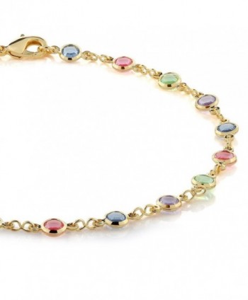 Multi Color Crystal Plated Anklet Bracelet