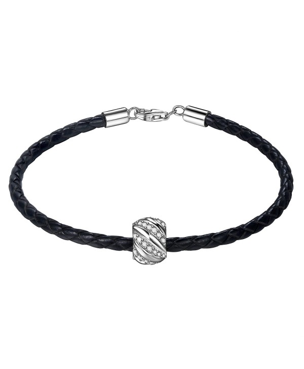 ZENI Leather Bracelet Sterling Zirconia - C5188UHXCHA