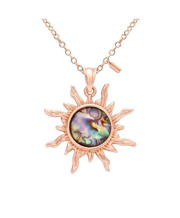 MANZHEN Gold Tone Fashion Sun Sunflower Pendant Natural Abalone Shell Charm Necklace for Women - rose gold - CM17YHCS883