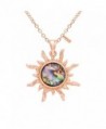 MANZHEN Gold Tone Fashion Sun Sunflower Pendant Natural Abalone Shell Charm Necklace for Women - rose gold - CM17YHCS883