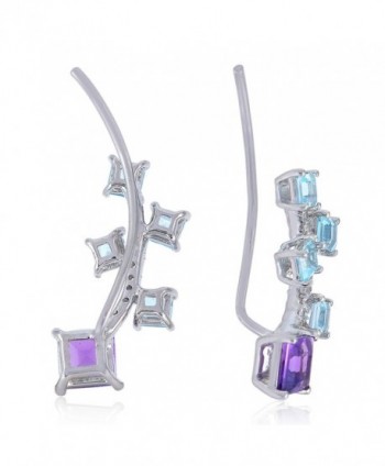 Sterling Amethyst Gemstone Crawler Earrings