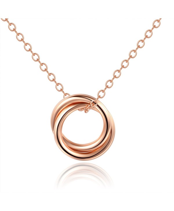 Mother Daughter NecklaceDouble Circles Necklace Sterling Silver 925 Pendant Necklace16+1" Extender - Rose Gold - CF180CGE8TD