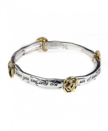 4030621 Footprints Poem Stretch Bracelet Christian Jesus Bible Religious Jewelry - CF11BB66KM1