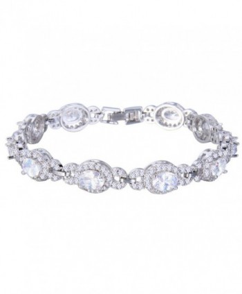 EVER FAITH Silver-Tone Oval Cubic Zirconia Wedding Roman Tennis Bracelet Clear - CA12C88X9E7