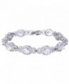 EVER FAITH Silver-Tone Oval Cubic Zirconia Wedding Roman Tennis Bracelet Clear - CA12C88X9E7