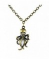 Fun Octopus Charm Necklace on 20" Chain in Antique Brass Toned Overlay - CY11E64PXWX