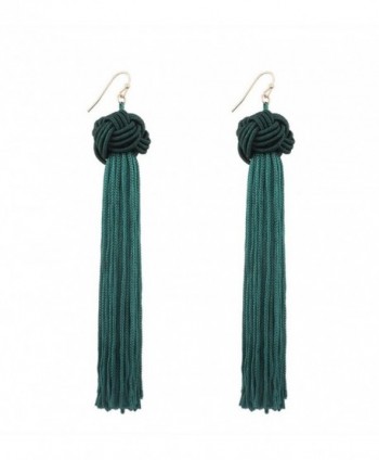 SUNGULF Long Tassel Knotted Earrings Drop Dangle Earring for Women - Green - CH184Q9NI6T