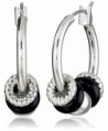 Nine West Silver-Tone Plated Jet and Medium Click-It Hoop Earrings - CE116BRCBTB
