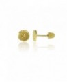 14K Yellow Gold Diamond Cut Circle Hat Screw-back Stud Earring - CD12LITK09T