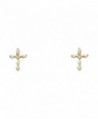 14k Yellow OR White Gold Cross Stud Earrings with Screw Back - CG1298UDRLN