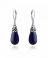 Bling Jewelry Dyed Lapis Lazuli Teardrop Filigree Drop Sterling Silver Leverback Earrings - CM12MA6GZET