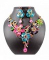 Janefashions DAISY MULTI-COLOR AUSTRIAN RHINESTONE CRYSTAL BIB NECKLACE EARRINGS SET N1706M - CS12EPPS987