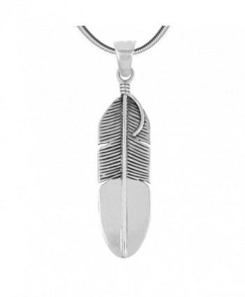 Sterling Silver 925 Feather Necklace & Earrings Matching Set (Pendant- Earrings- Necklace 20") - C8185R2M0SM