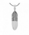 Sterling Silver 925 Feather Necklace & Earrings Matching Set (Pendant- Earrings- Necklace 20") - C8185R2M0SM