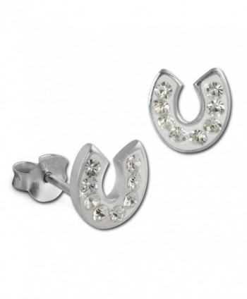 SilberDream Glitter Earring horseshoe with white Czech crystals- stud earring- 925 Sterling Silver GSO603W - CW11VKF132F