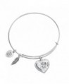 Sterling Silver Rose Husband & Wife Love Heart Feather Dangle Charm Family Adjustable Wire Bangle Bracelet - C712O89P5CO