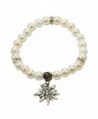 Bavarian Imitation Pearl Bracelet with small Edelweiss (white) - Traditional German Dirndl- Lederhose Jewelry - CT116FD767X