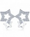 Infinite U Women's Fine Interlocking Stars Earrings 925 Sterling Silver Cubic Zirconia Ear Studs Earbob Silver - CC12KGUU05F