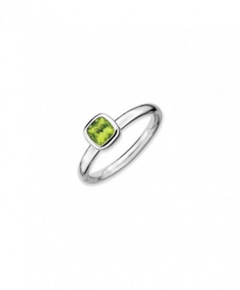 Silver Stackable Cushion Cut Peridot Solitaire Ring - CR118CS7NH7