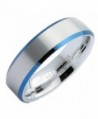 MJ 6mm White Tungsten Carbide Blue Plated Edges Wedding Ring - CU12NZ4I3E0