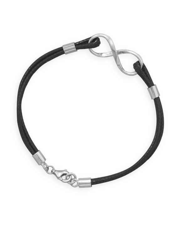 Infinity Bracelet Two Strand Black Cord Sterling Silver - CE110F97MCH