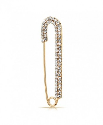 Bling Jewelry Clear Crystal Social Awareness Safety Pin Brooch Gold Plated - CM12NRJEUS4