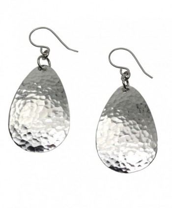 Small Hammered Aluminum Silver-tone Tear Drop Earrings By John S Brana Handmade Jewelry Hypoallergenic - CI12B5OXG8J