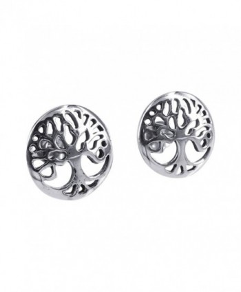 Flourishing Tree of Life .925 Sterling Silver Stud Earrings - CJ11HU484TP