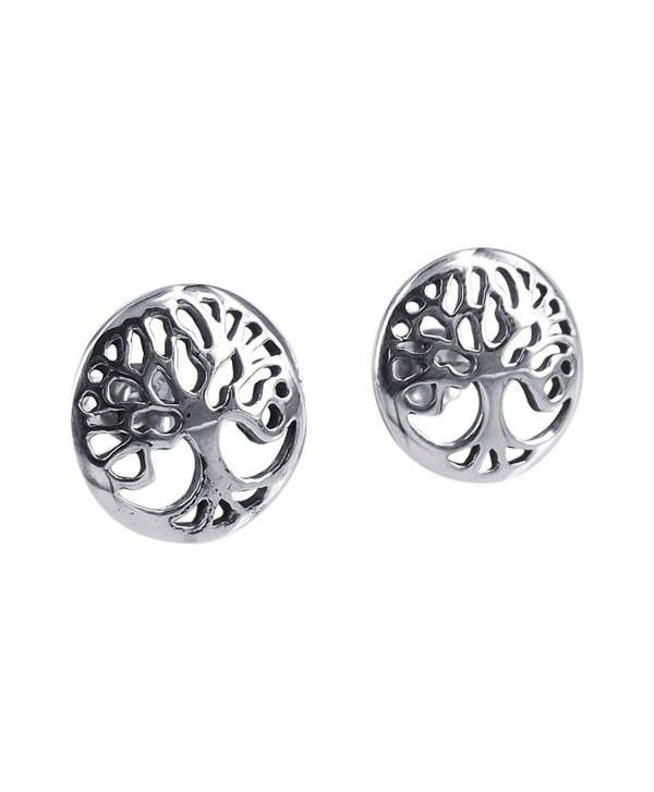 Flourishing Tree of Life .925 Sterling Silver Stud Earrings - CJ11HU484TP