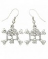White Clear Skull Earrings Cross Bones Crossbones Hoop Dangle Clear Rhinestones Fashion Jewelry - CS119U4LGVB