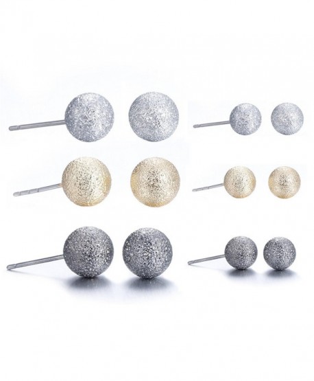 Lureme Classic 6 Pairs Triple Tones(Silver Gold Gunmetal) Matte Ball Stud Earrings Set (er005463) - C9182ZNQ046