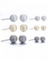 Lureme Classic 6 Pairs Triple Tones(Silver Gold Gunmetal) Matte Ball Stud Earrings Set (er005463) - C9182ZNQ046