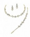 Elegant 3 Piece Gold Crystal Bridesmaid Bridal Necklace Earring Bracelet Set Wedding Bling Gold M1 - CE11OLTEN9H