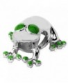 Sterling Silver Lucky Frog Bead Charm with Green Enamel Accent - C2116ENXFAZ